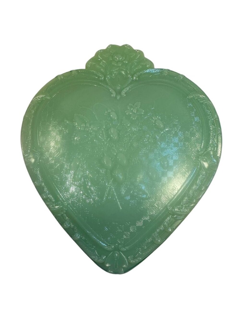 Mosser Large Jadeite Green Strawberry Heart Trinket Box New USA